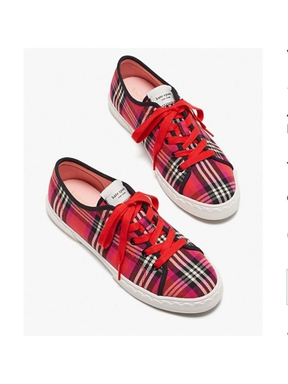 KATE SPADE CLASSIC RED PLAID WOMEN'S VALE SNEAKERS IN SIZE 10